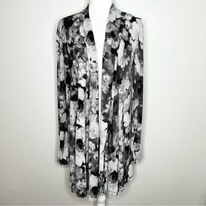 Grace Womens White & Black Open Front Jersey Cardigan Size L EUC
